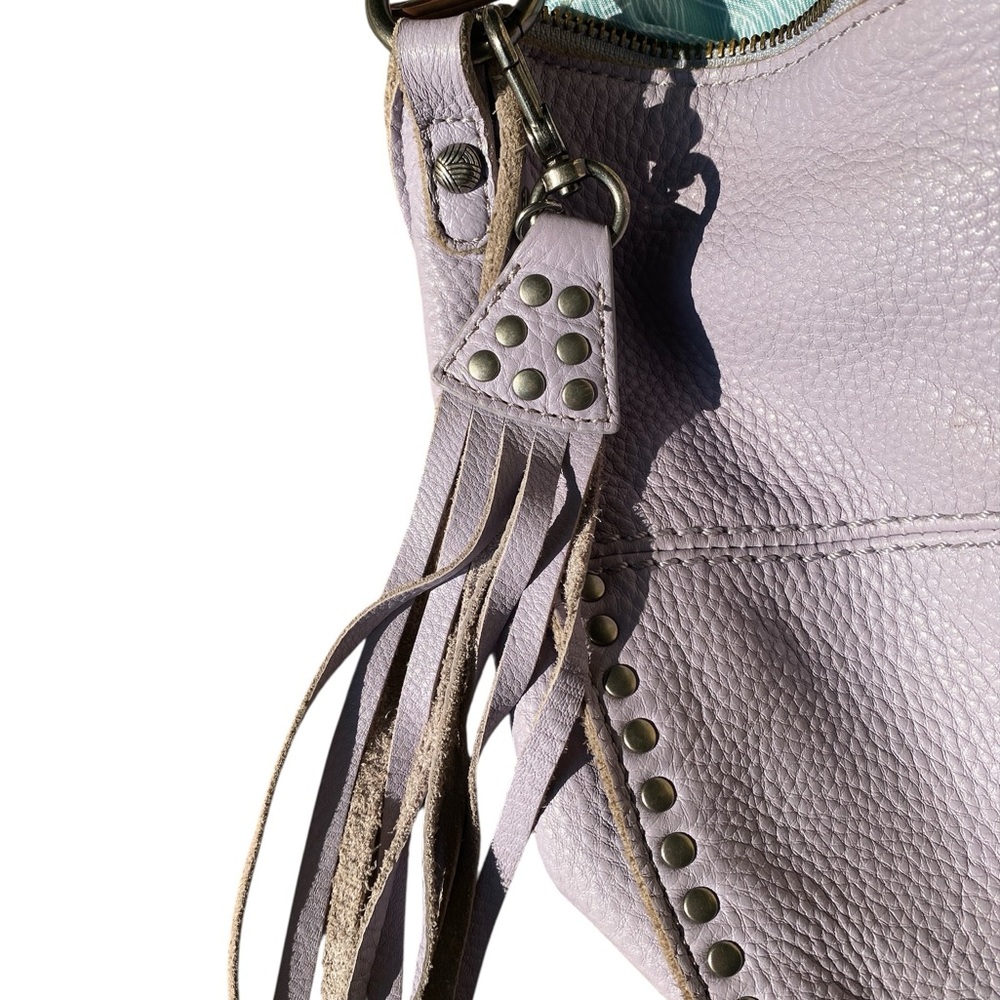 The Sak Exclusive Lavender Studded Leather Shoulder Bag adjustable strap. - Picture 13 of 14